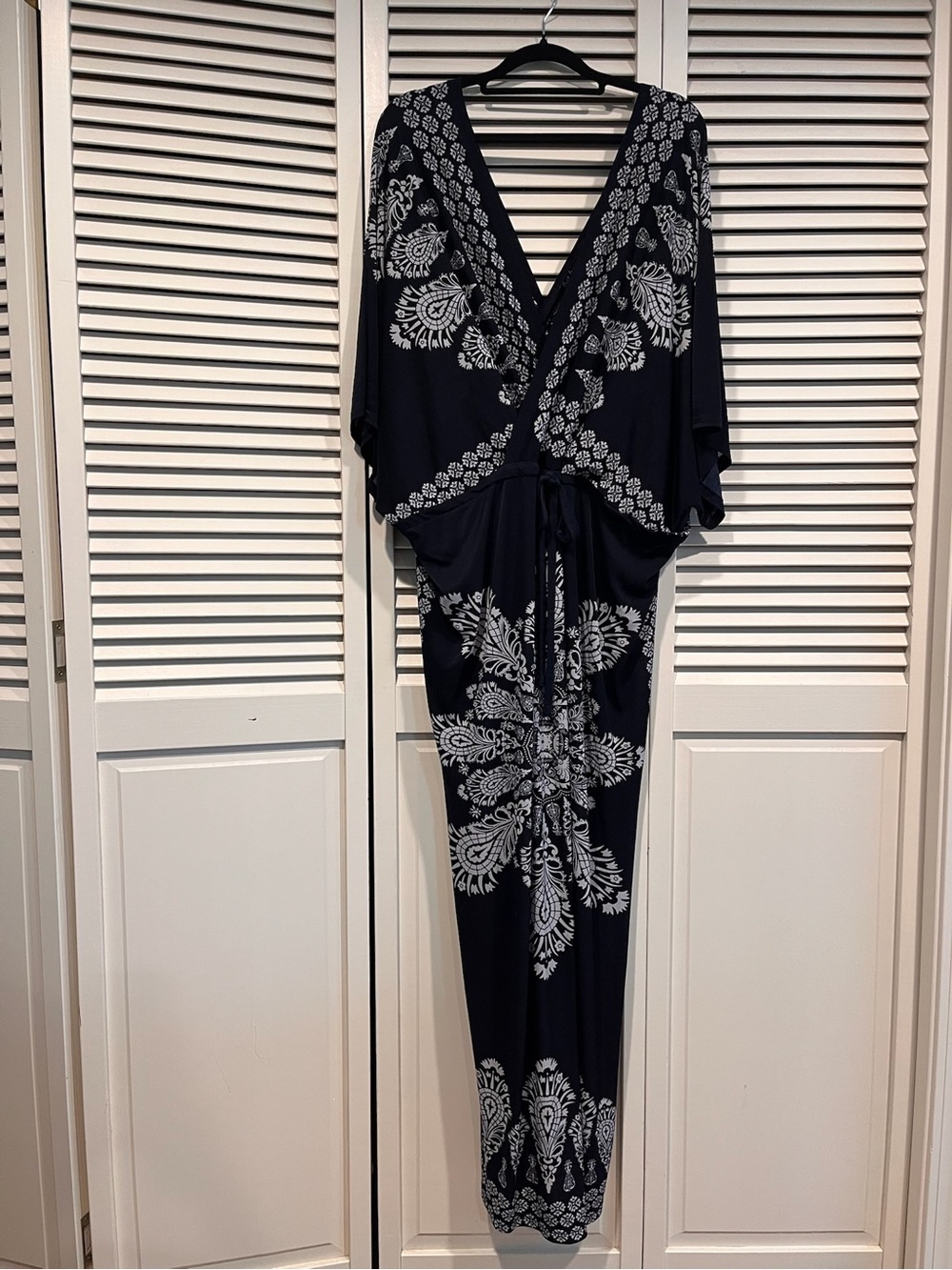Just Love - Boho Navy and White Floral Maxi Dress - Slimming!